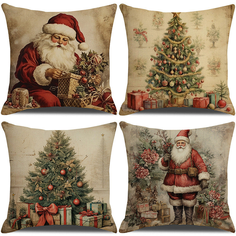 Nordic style Santa Claus Pillow Cover Christmas Tree Decoration Sofa Cushion Home Furnishings