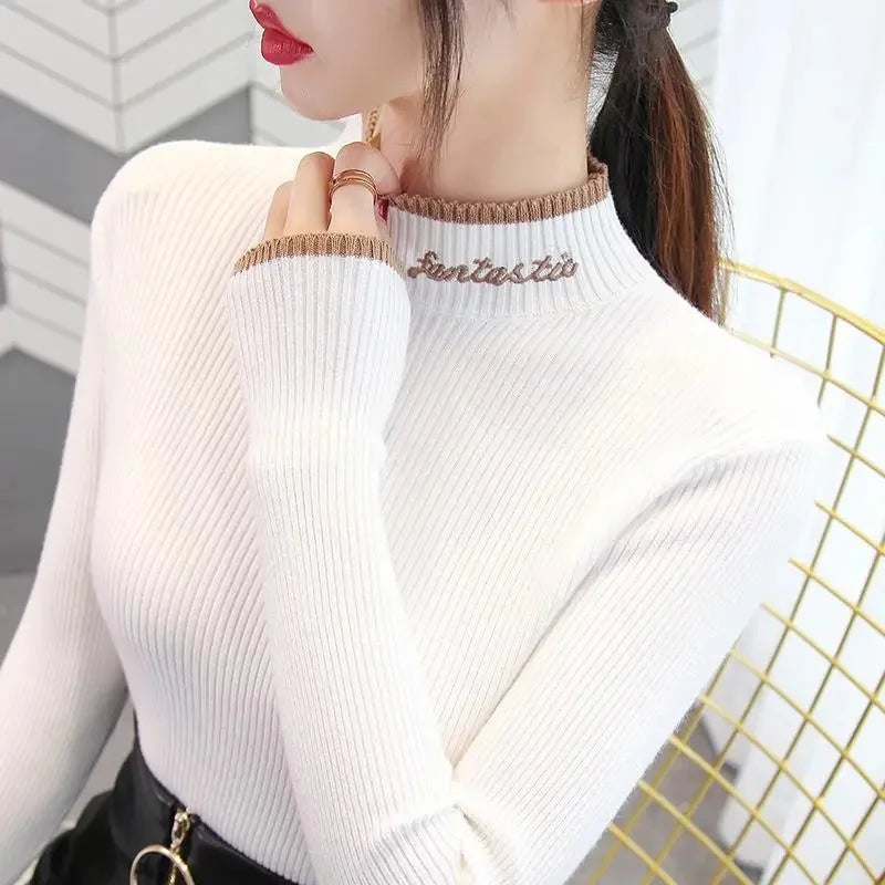 Turtleneck Sweater 2023 Autumn Winter Women Sweater Long Sleeve Fashion Korean Knit Pullovers Bottoming Shirt Casual Tops