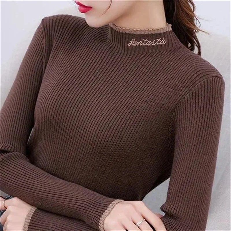 Turtleneck Sweater 2023 Autumn Winter Women Sweater Long Sleeve Fashion Korean Knit Pullovers Bottoming Shirt Casual Tops