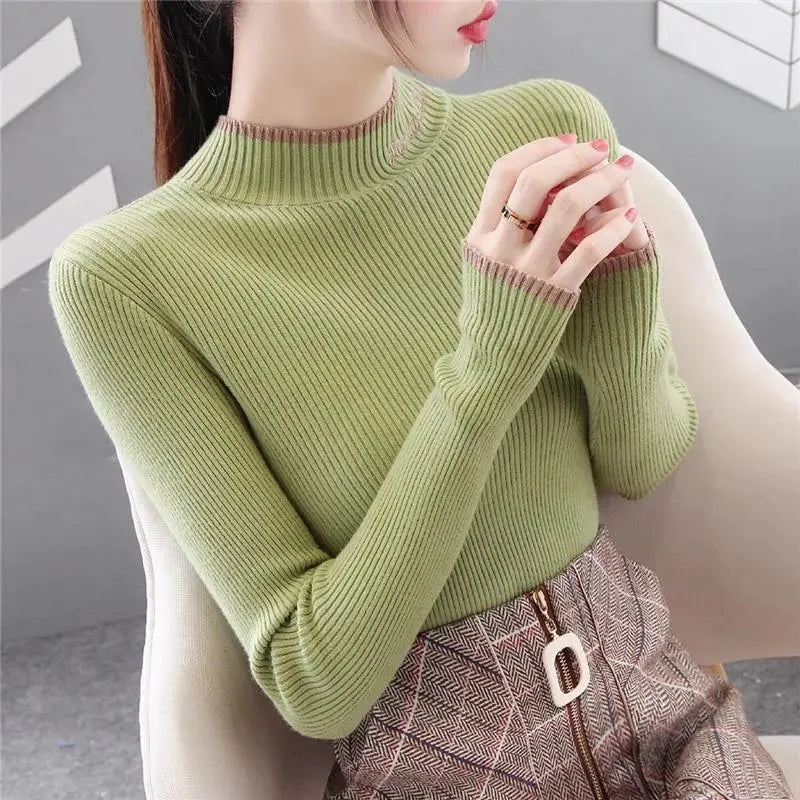 Turtleneck Sweater 2023 Autumn Winter Women Sweater Long Sleeve Fashion Korean Knit Pullovers Bottoming Shirt Casual Tops